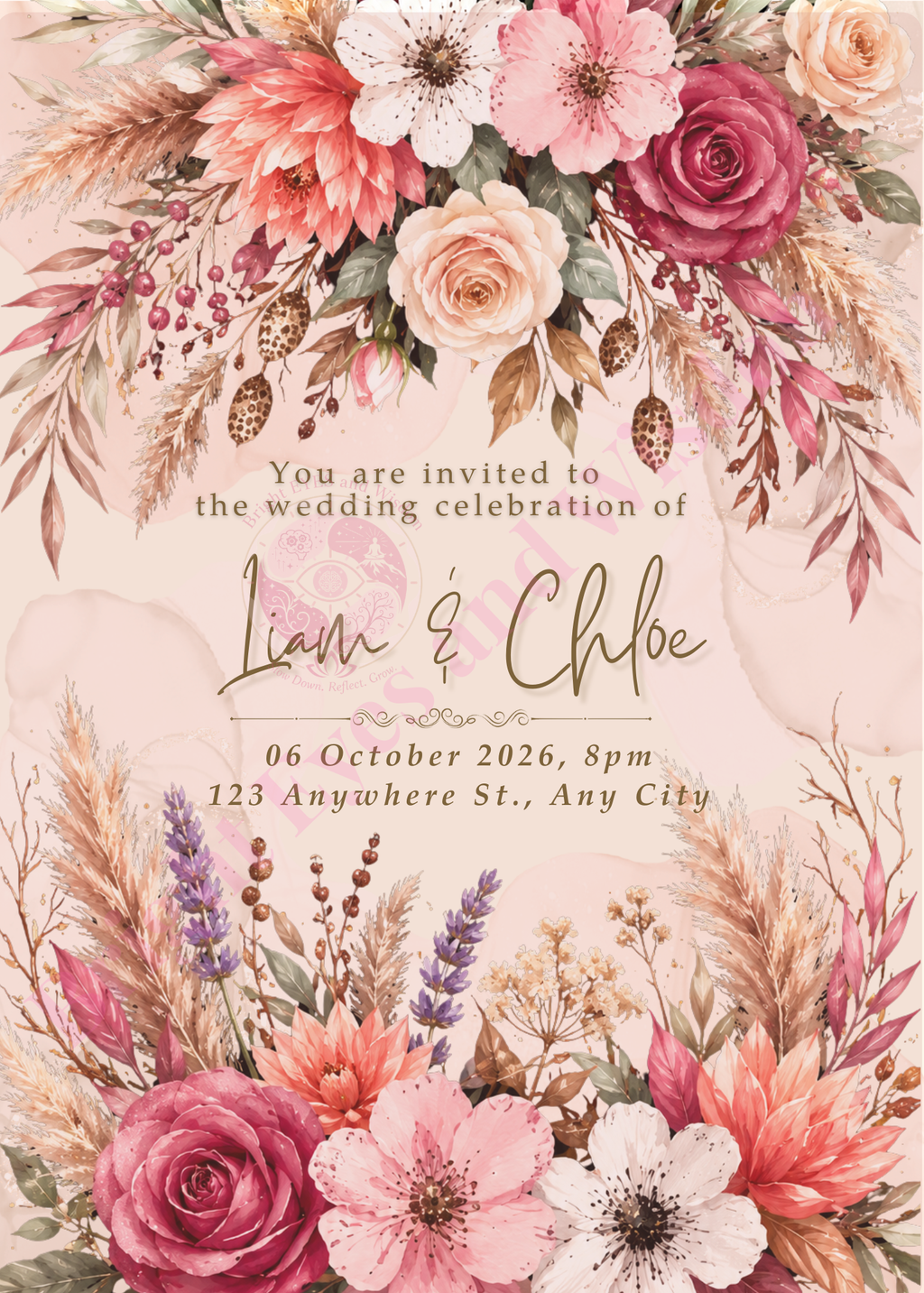 Editable Wedding Invitation Card Template | Canva| D15