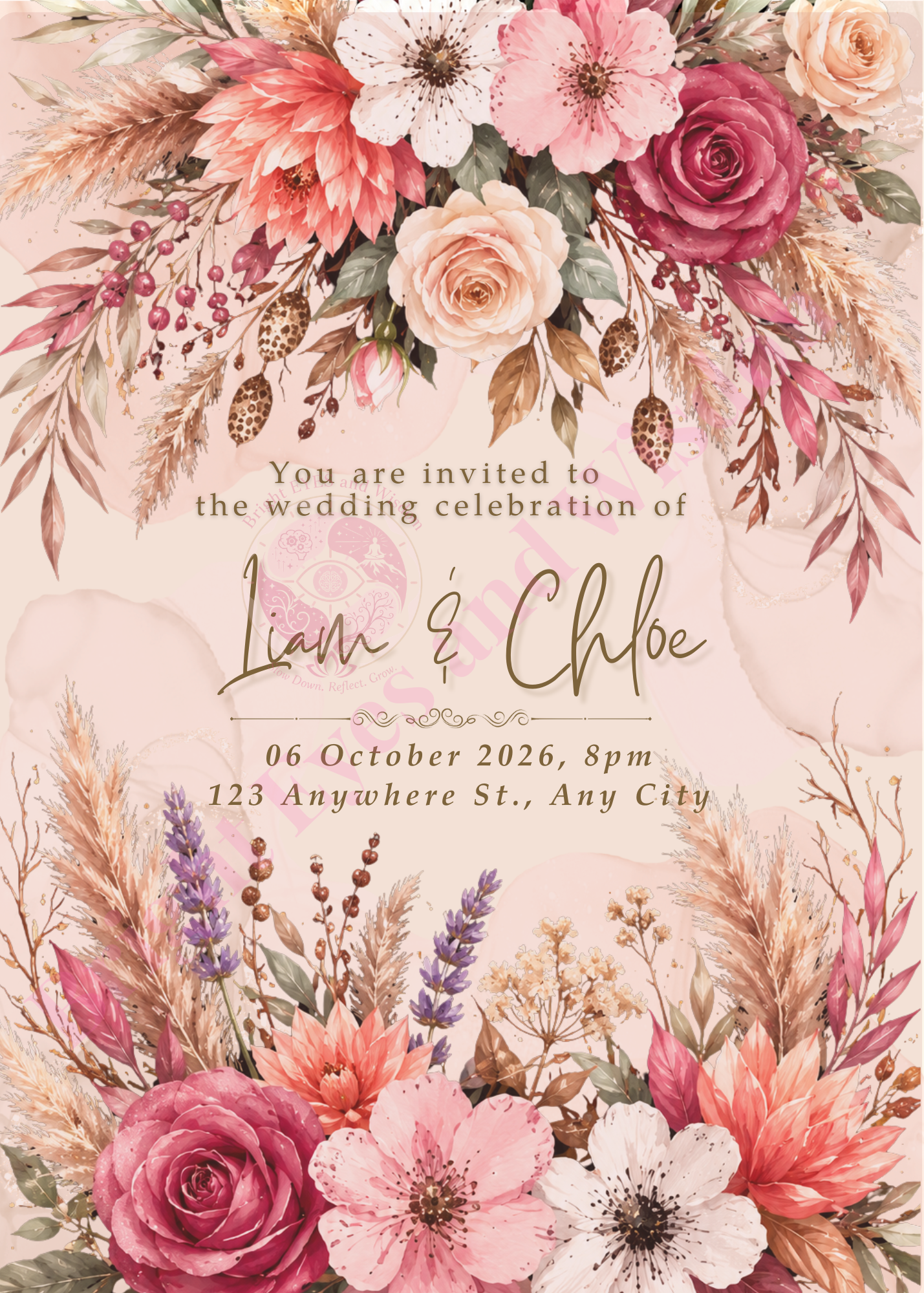 Editable Wedding Invitation Card Template | Canva| D15