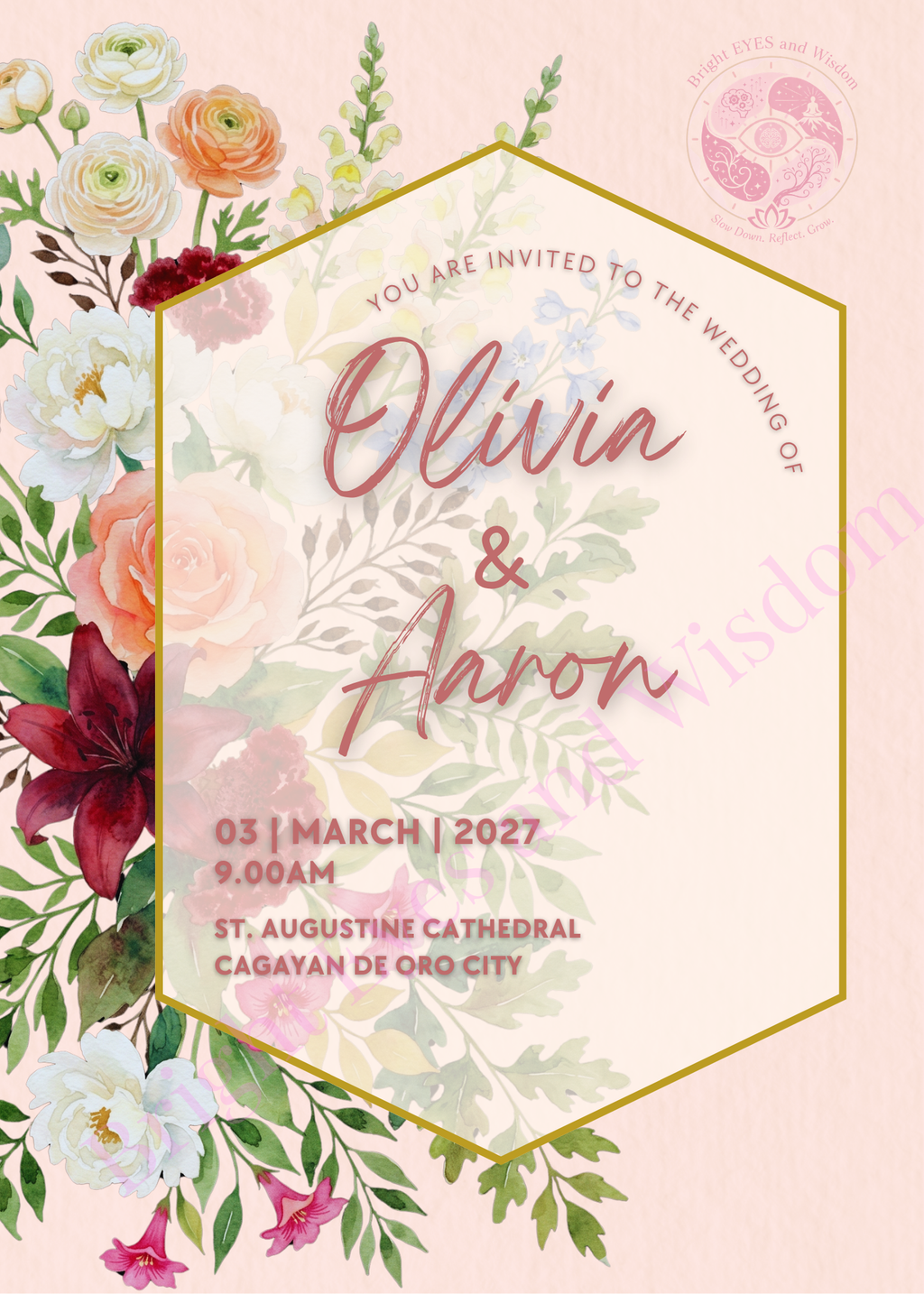 Editable Wedding Invitation Card Template | Canva|D14