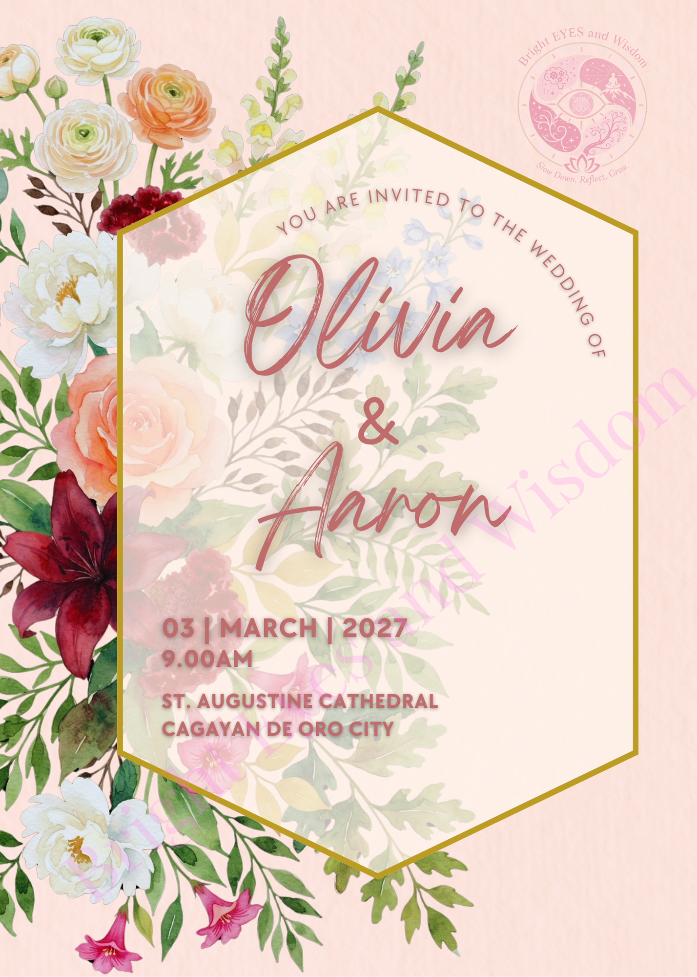 Editable Wedding Invitation Card Template | Canva|D14
