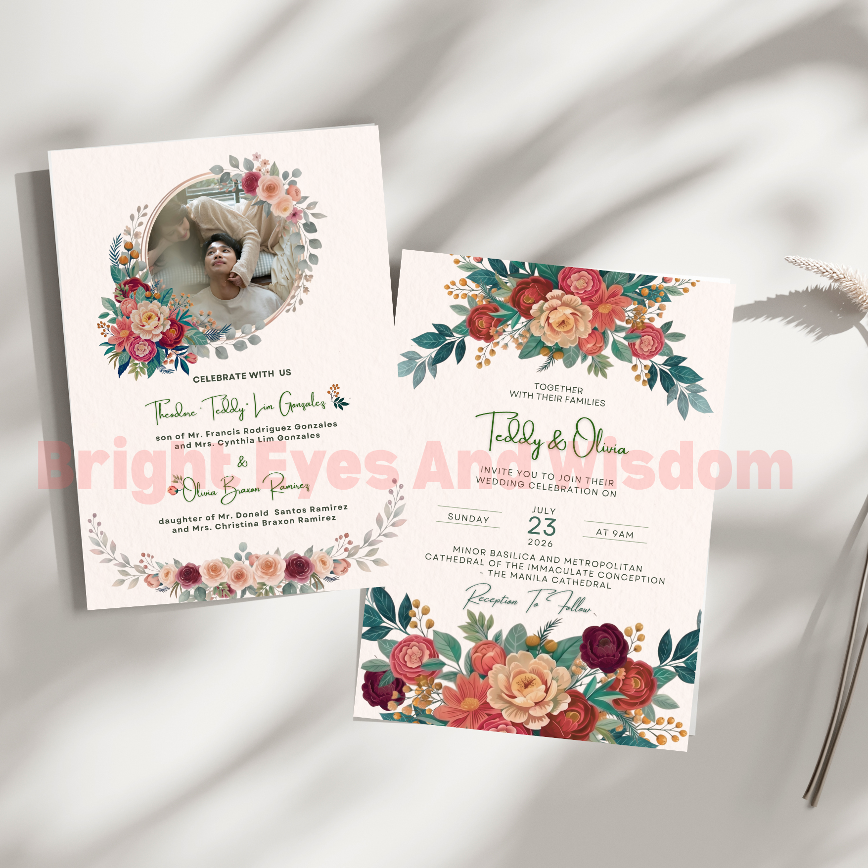 Editable Wedding Invitation Card Template | Canva | D13