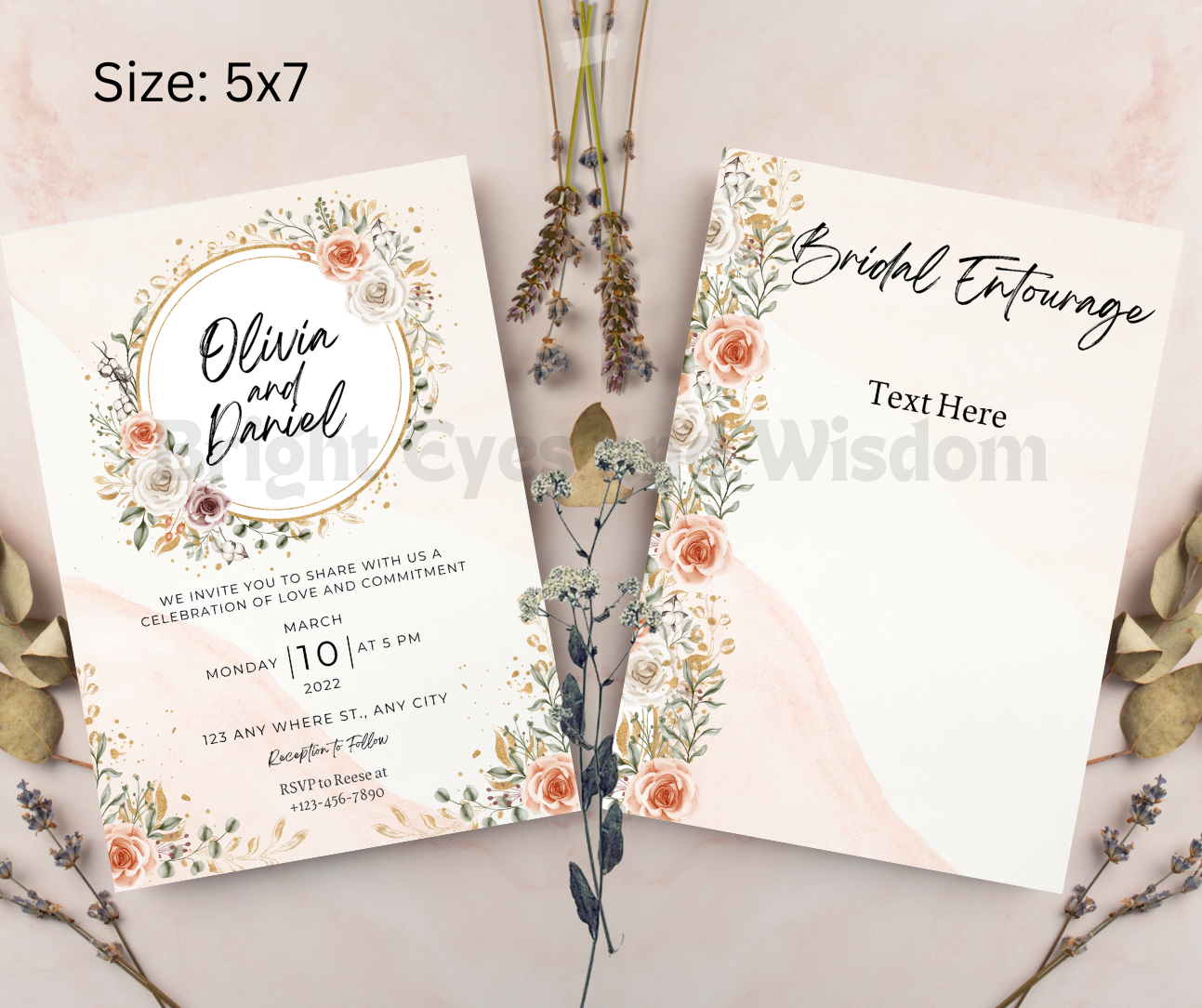 Editable Wedding Invitation Card Template| Canva| D10