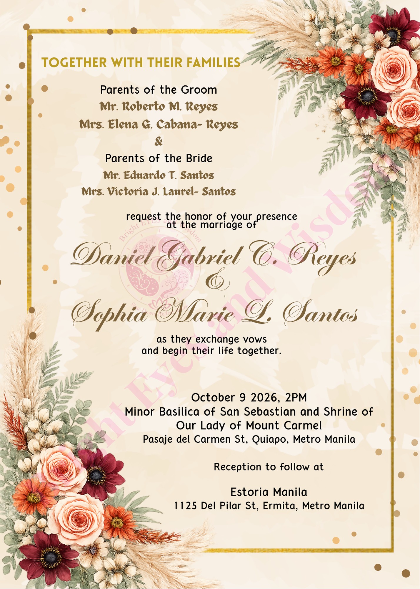 Editable Wedding Invitation Card Template | Canva| D18