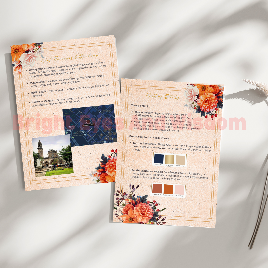 Editable Wedding Invitation Card Template | Canva | D12