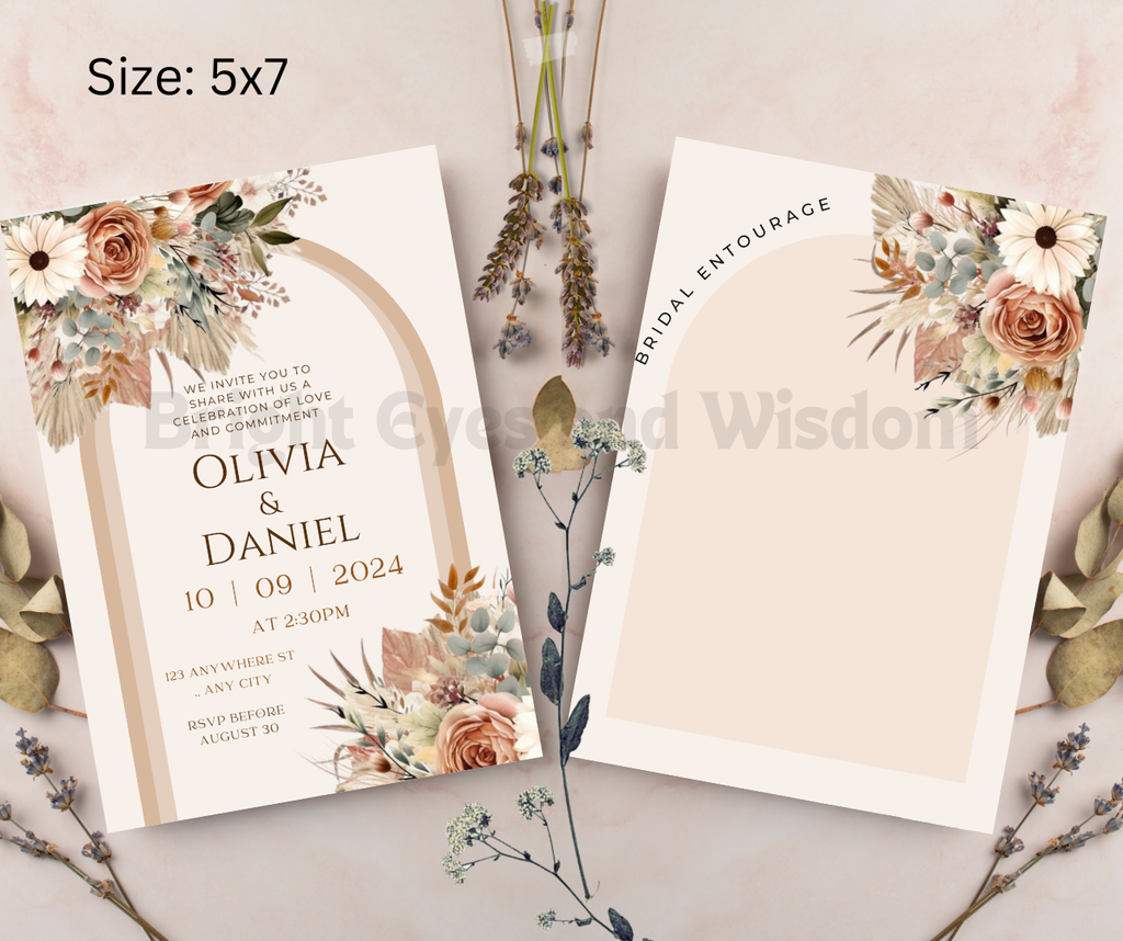 Editable Wedding Invitation Card Template| Canva| D3