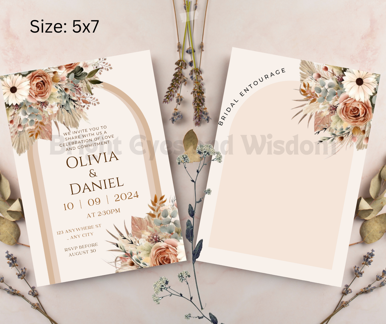 Editable Wedding Invitation Card Template| Canva| D3