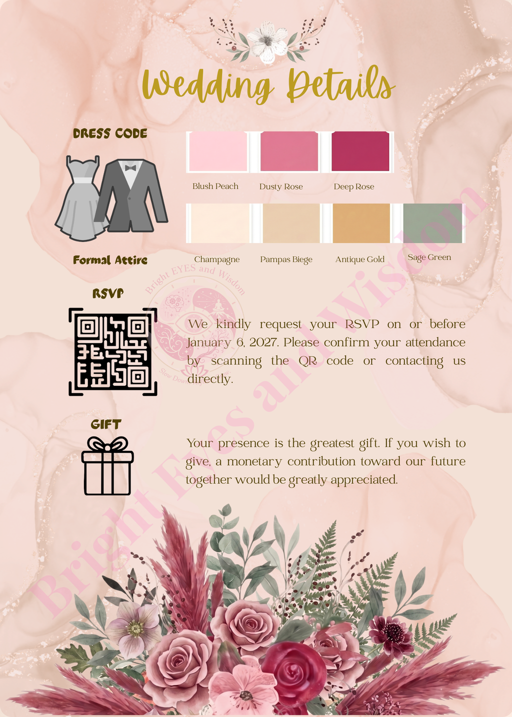 Editable Wedding Invitation Card Template | Canva| D15