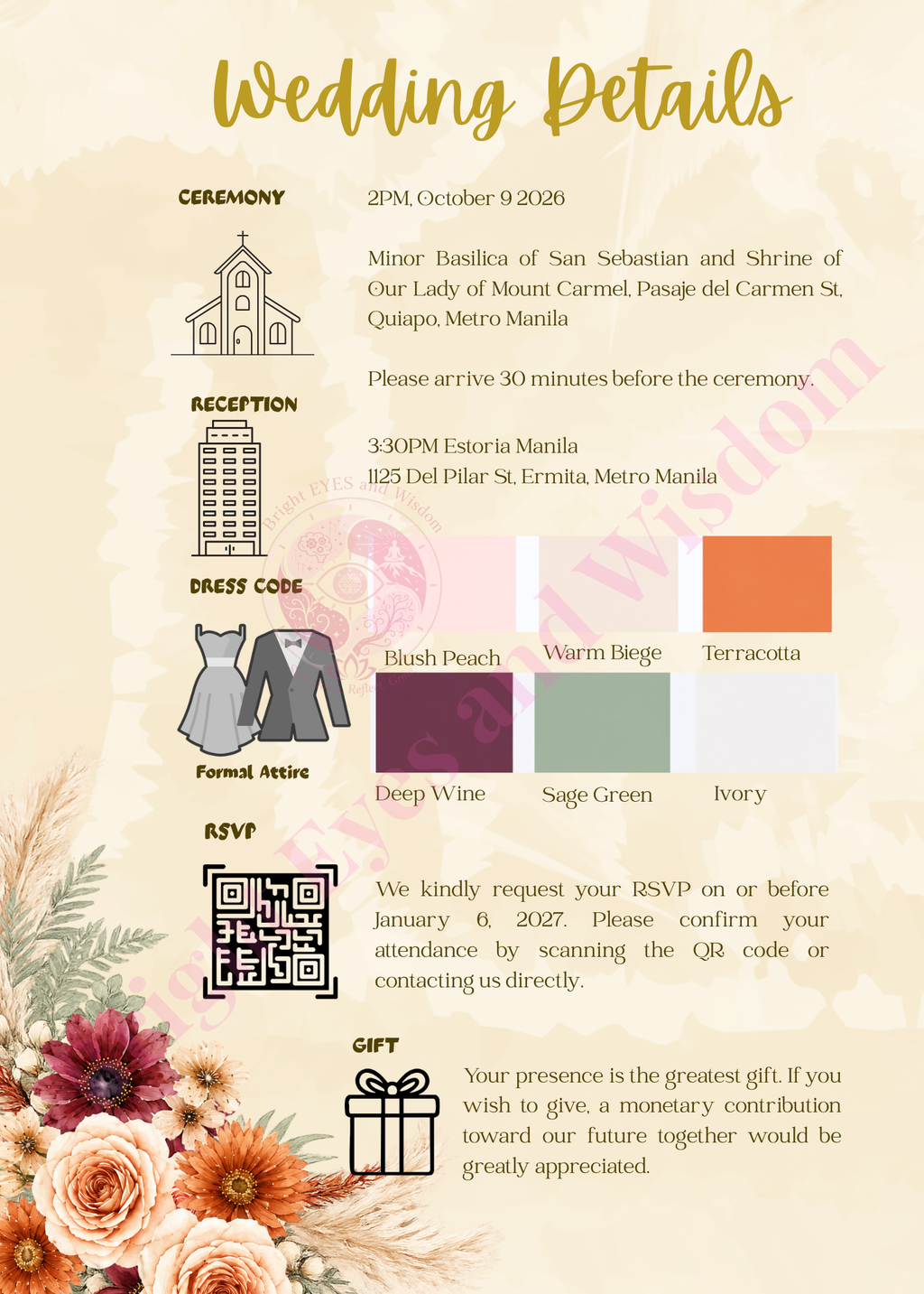 Editable Wedding Invitation Card Template | Canva| D18