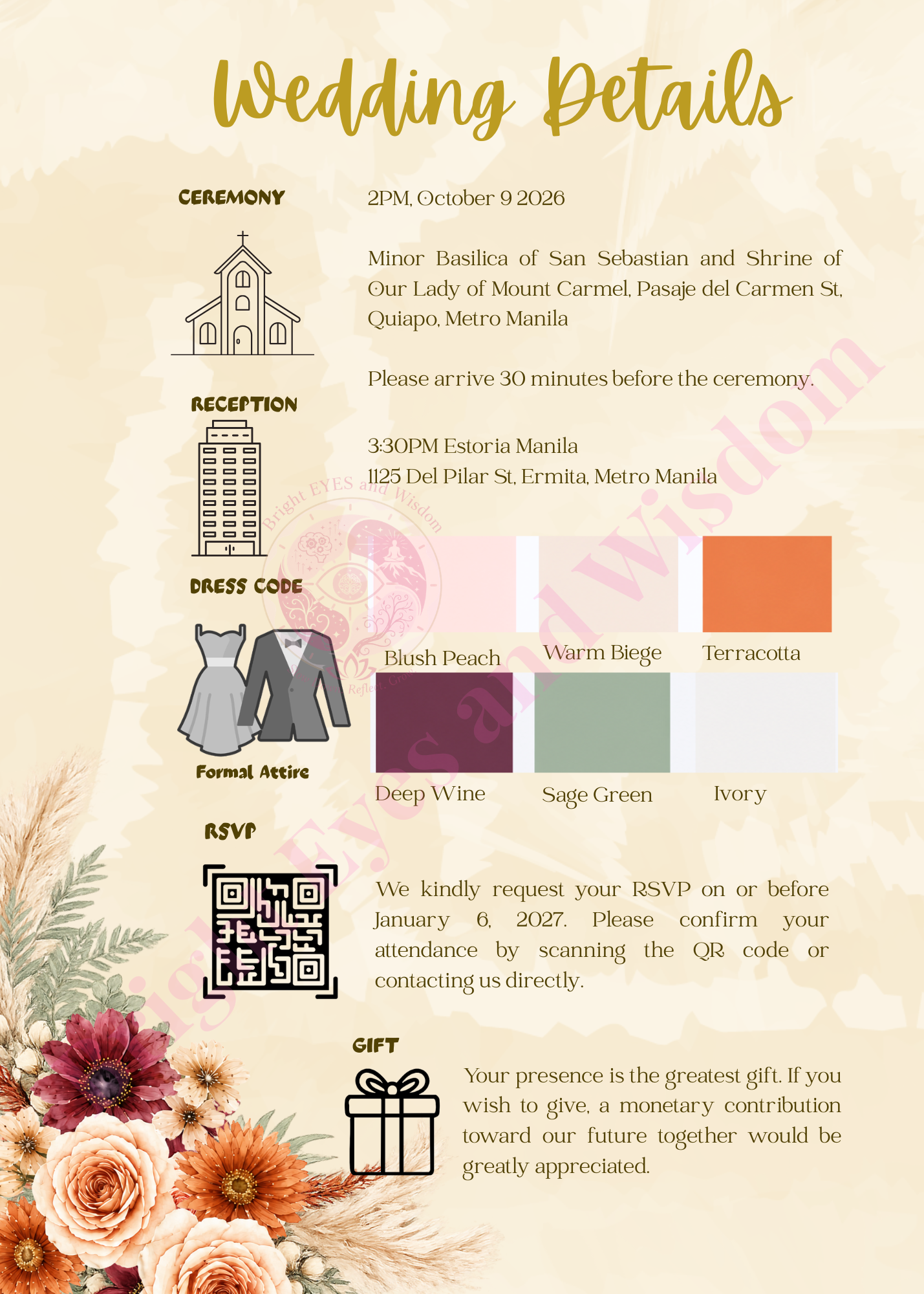 Editable Wedding Invitation Card Template | Canva| D18