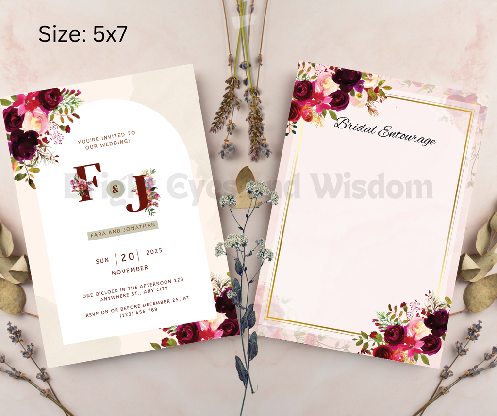 Editable Wedding Invitation Card Template| Canva| D4