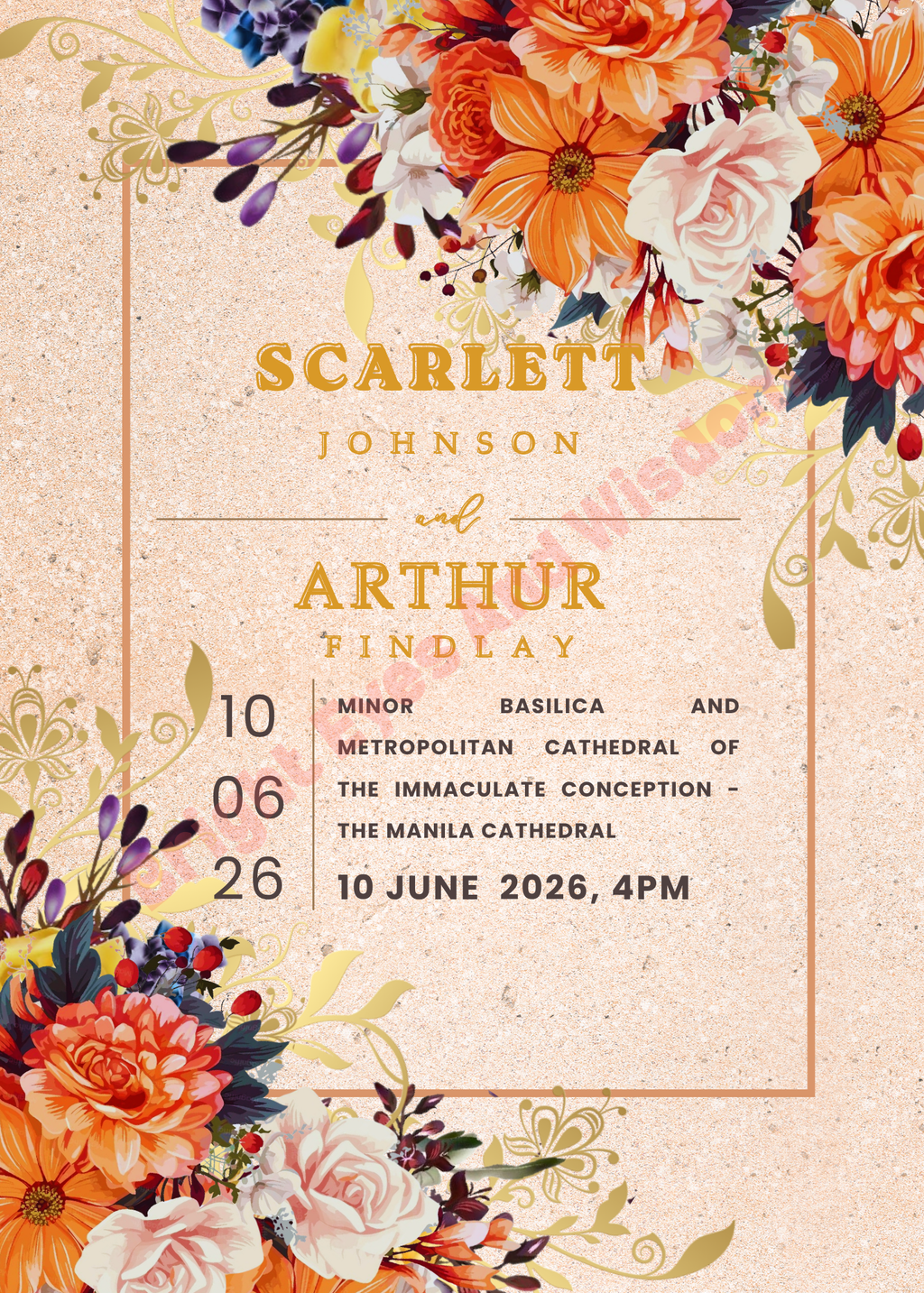 Editable Wedding Invitation Card Template | Canva | D12