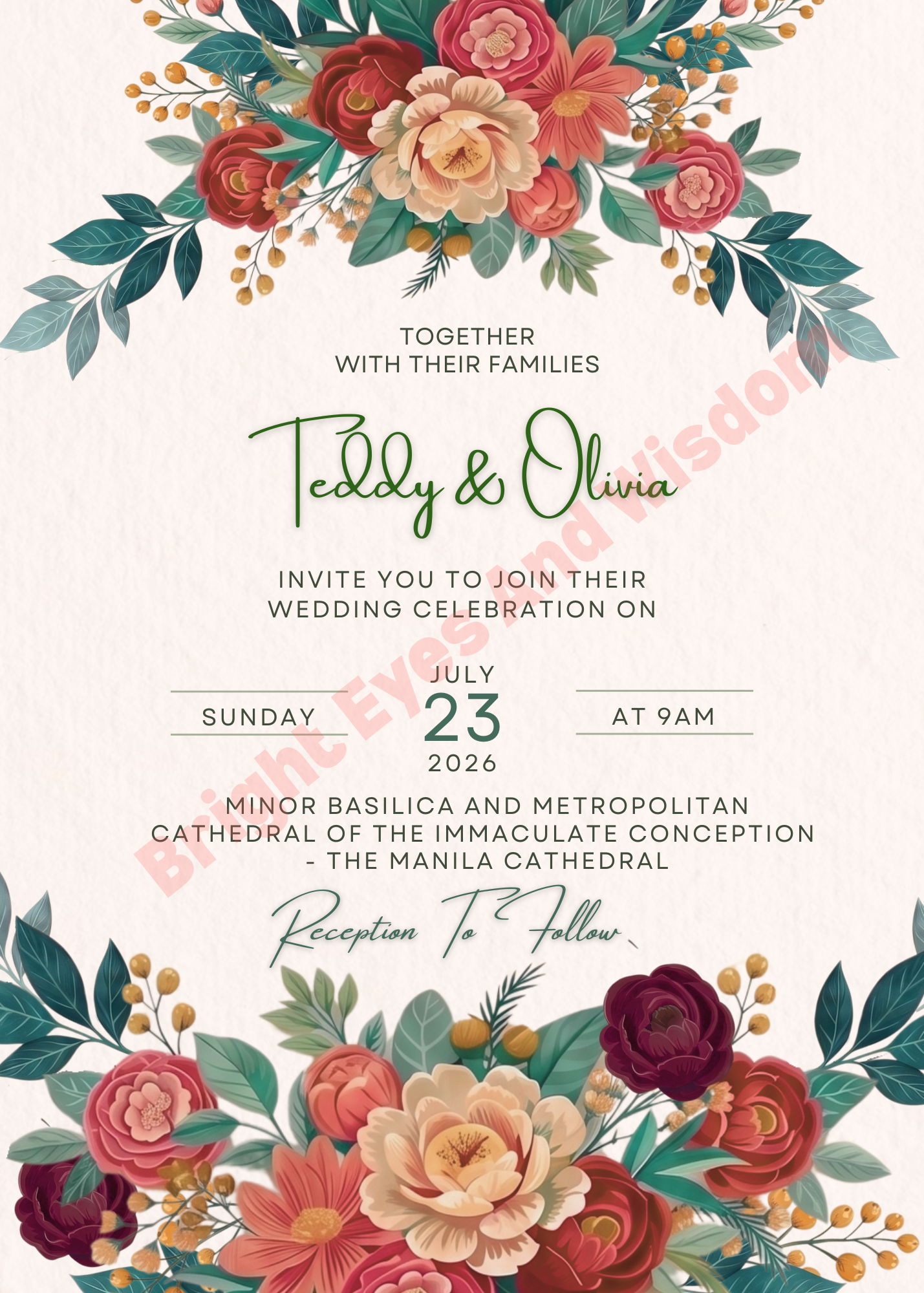 Editable Wedding Invitation Card Template | Canva | D13