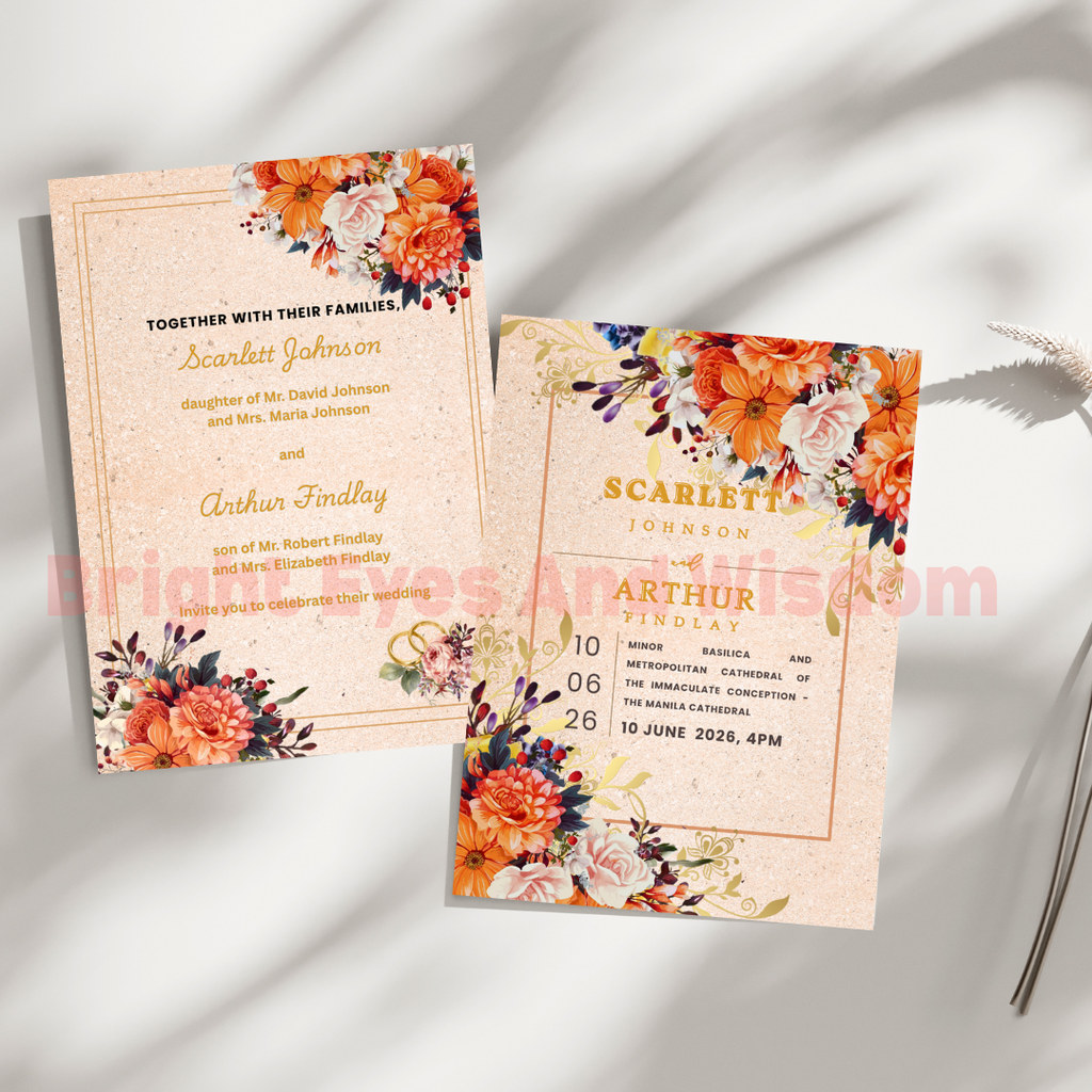 Editable Wedding Invitation Card Template | Canva | D12