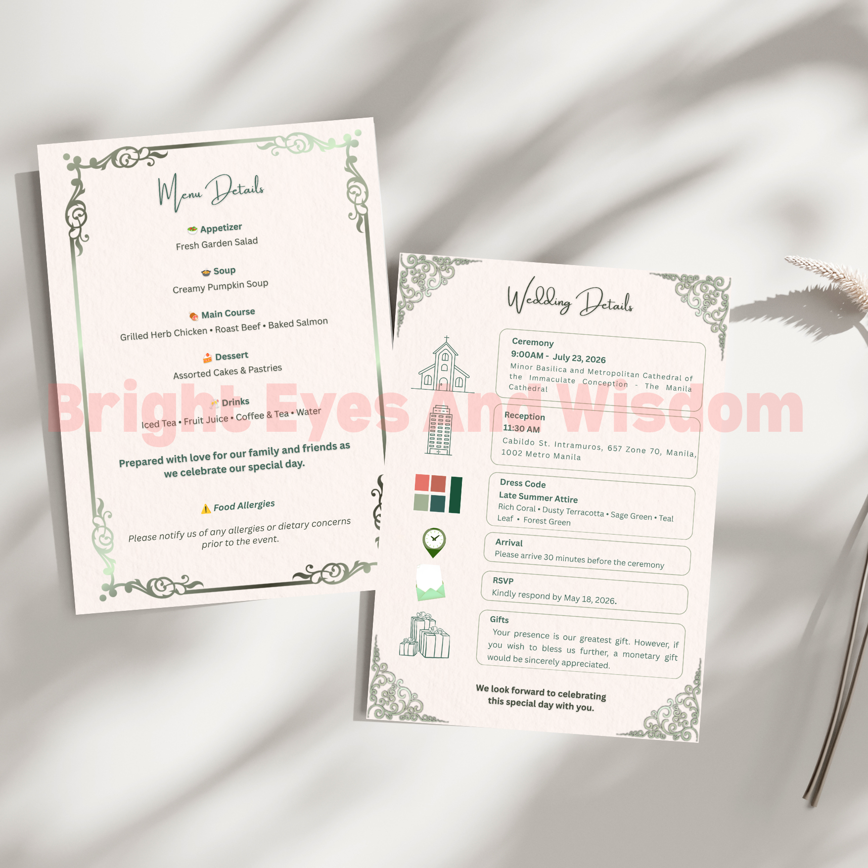Editable Wedding Invitation Card Template | Canva | D13